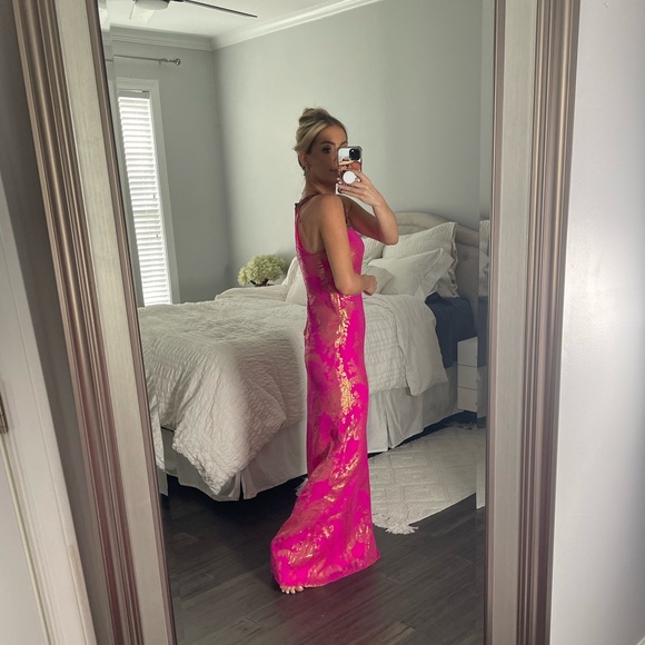 Lilly Pulitzer Franconia 100% Silk Embellished Dress Silk Embroidery - Picture 4 of 16